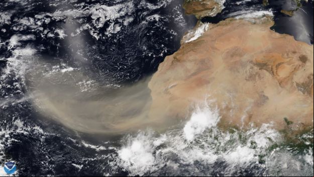 Enorme nuvem de poeira viaja do norte da África para a América e Europa / NOAA