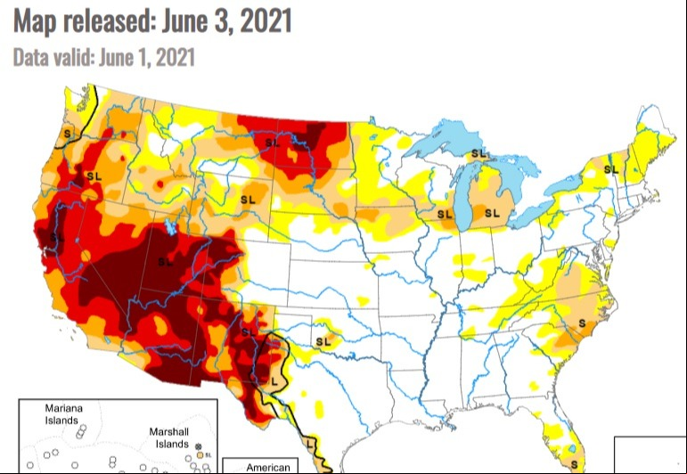 Drought Monitor 1 de junho 2021