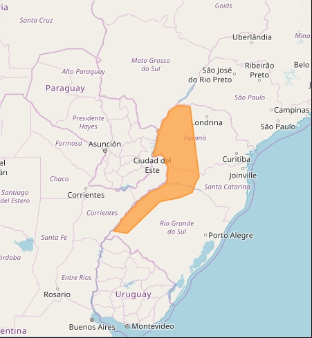 Mapa das áreas com alerta de tempestade nesta 6ª feira - Fonte: Inmet