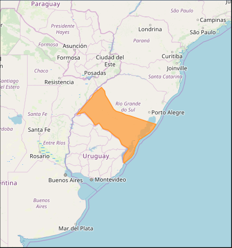 Mapa das áreas com alerta de tempestade nesta 5ª feira - Fonte: Inmet
