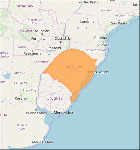 Mapa das áreas com alerta de tempestade nesta 5ª feira - Fonte: Inmet