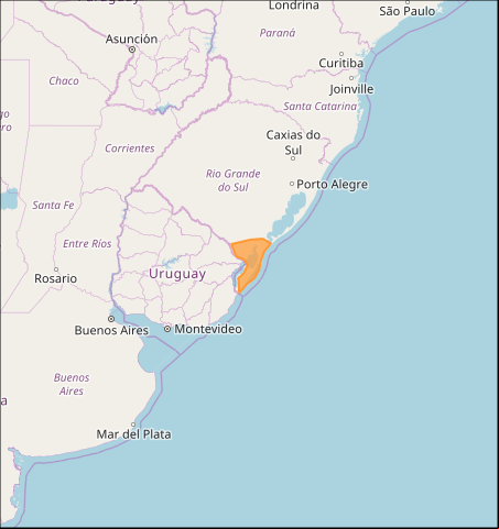 Mapa das áreas com tempestade nesta 5ª feira - Fonte: Inmet