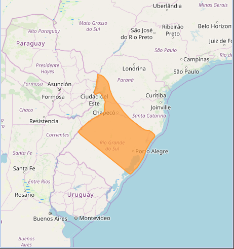 Mapa das áreas com alerta de tempestade nesta 4ª feira - Fonte: Inmet