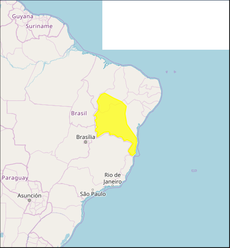Mapa das áreas com alerta de chuvas intensas nesta 5ª - Fonte: Inmet